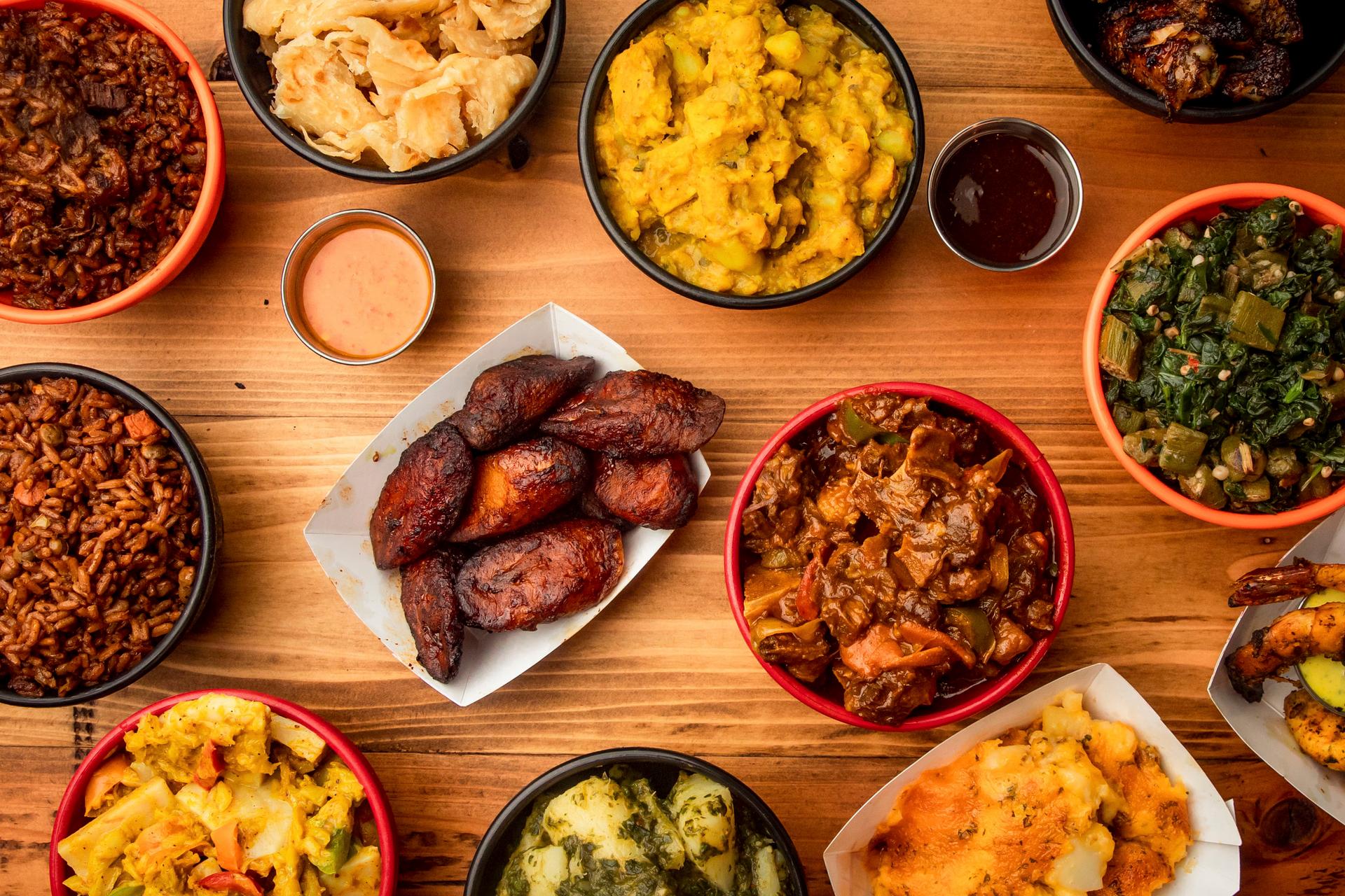 Array of dishes at tabletop